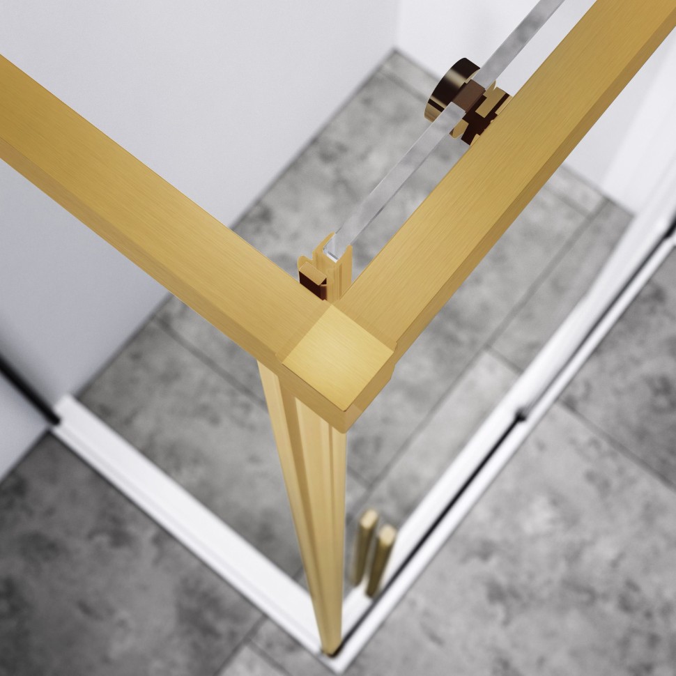 Душевой уголок Slim-N VSR-4SN8011CLG, 1100*800, брашированное золото, стекло прозрачное