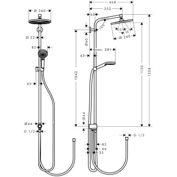 Душевая система Hansgrohe Crometta S 240 1jet Showerpipe Reno 27270000 хром