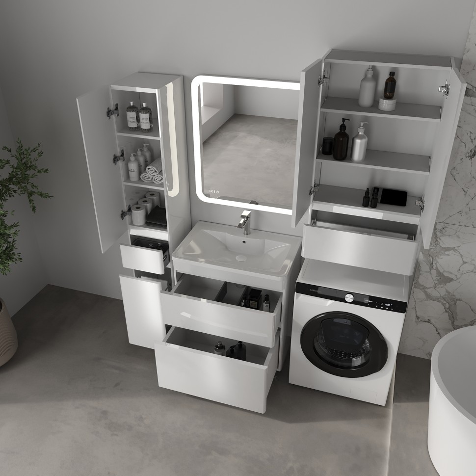 Тумба напольная STYLELINE "Атлантика 70", Люкс Плюс белый глянец под раковину Атлантик 70