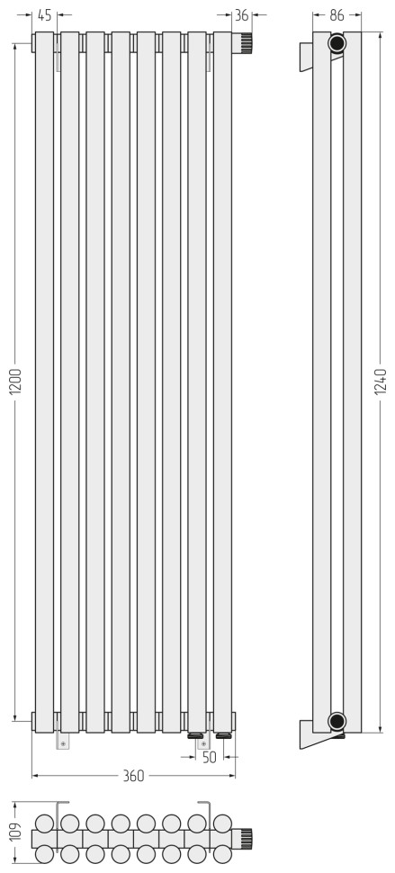 Эстет-11 EU50 1200х360 8 секций