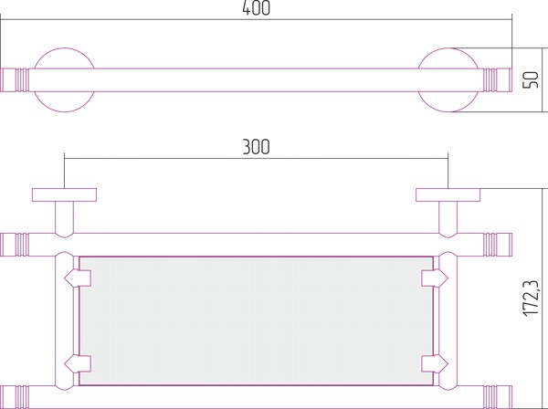 Полка Каньон стеклянная / L 400