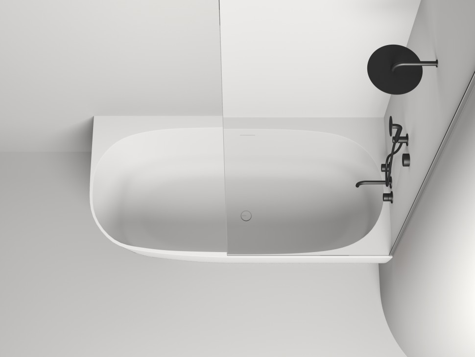 Ванна пристенная угловая SOFIA CORNER R 170x85  покраска по RAL полностью S-Stone Матовое