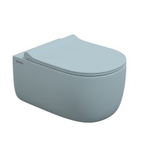 Унитаз подвесной BERGES EGO XL, матовый голубой, микролифт, быстросъёмное