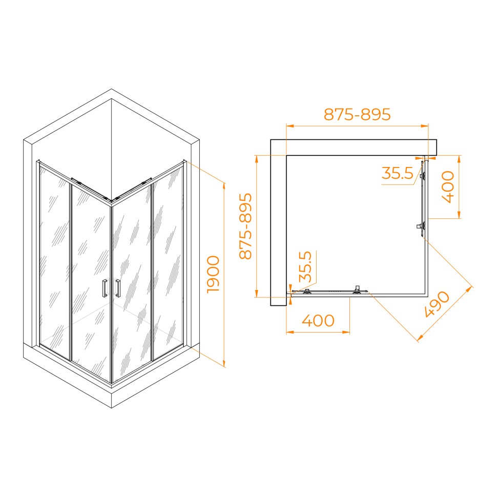 Душевой уголок RGW PA-31 (Прозрачное, 900x900)