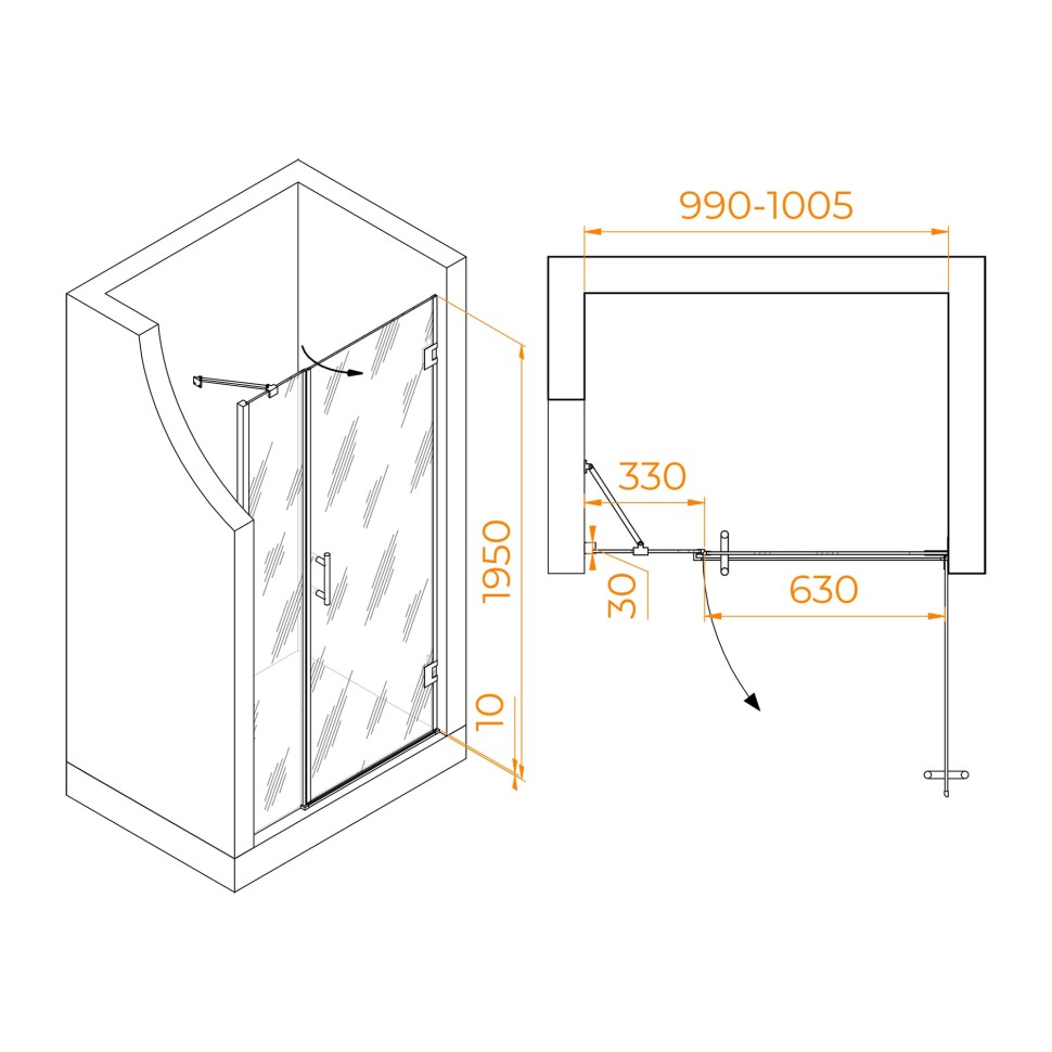 Душевая дверь RGW HO-012B (Прозрачное, 1000)