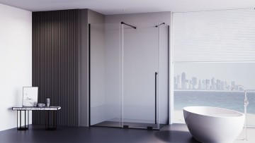 Боковая панель Veconi Premium Trento SP-50B, 900х2000 ,черный матовый, стекло прозрачное