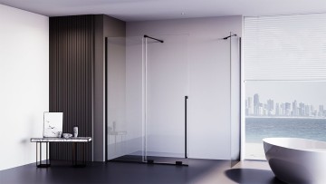 Боковая панель Veconi Premium Trento SP-50B, 900х2000 ,черный матовый, стекло прозрачное