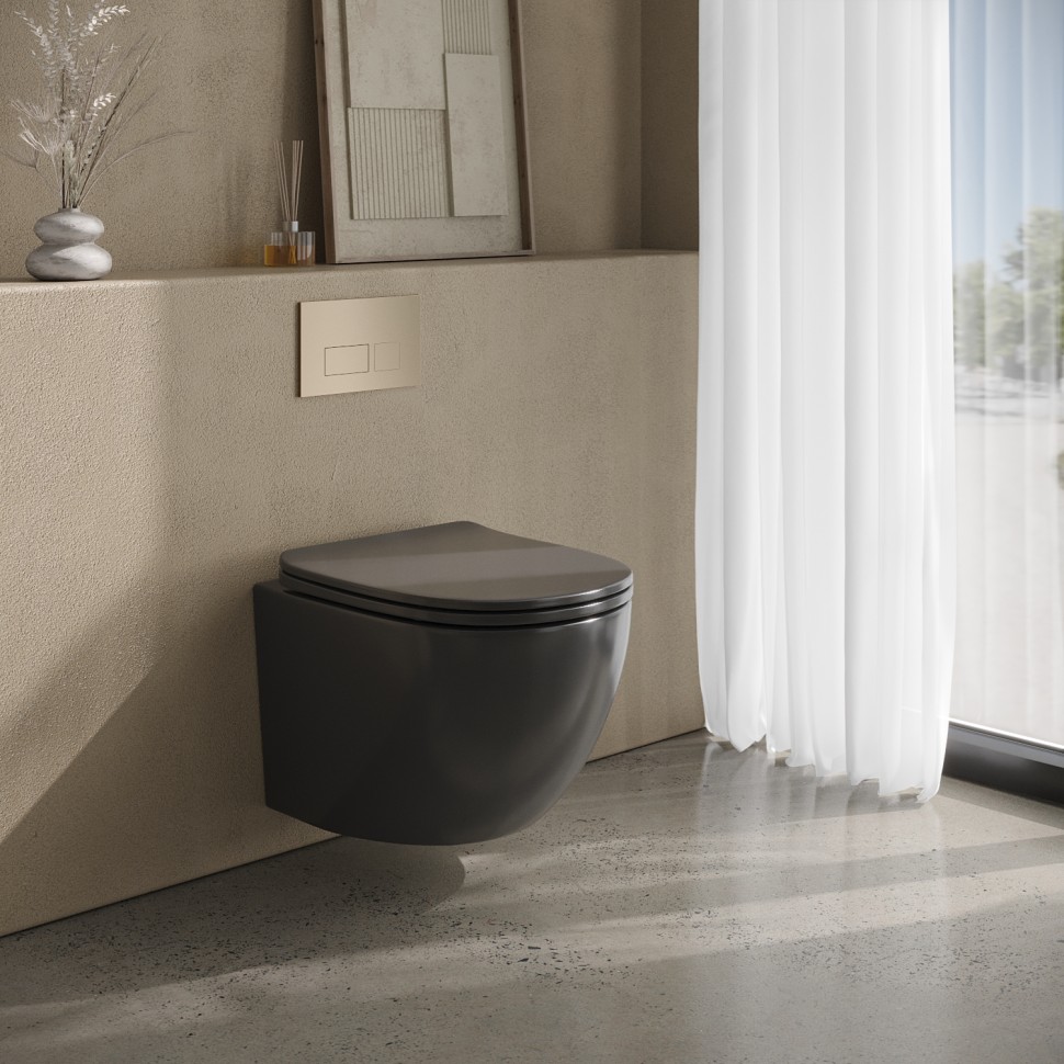 Унитаз подвесной MILLEAU Vortex MYL038SMB с микролифтом (матовый черный) / Tornado