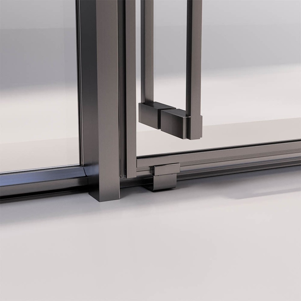 Душевой угол раздвижной Veconi Premium Ptato 300 SP GR-R, 1000х1000x2000, брашированный графит, стекло прозрачное