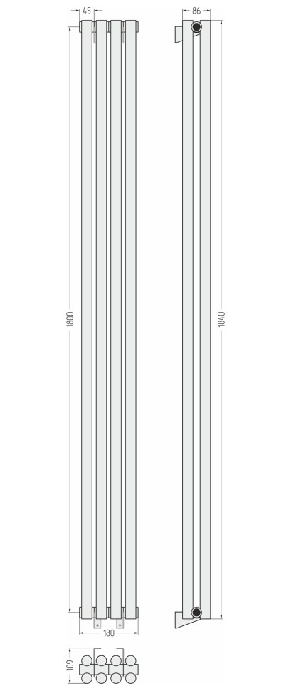 Эстет-11 1800х180 4 секции