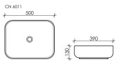 Умывальник чаша накладная прямоугольная Element 500x390x130мм