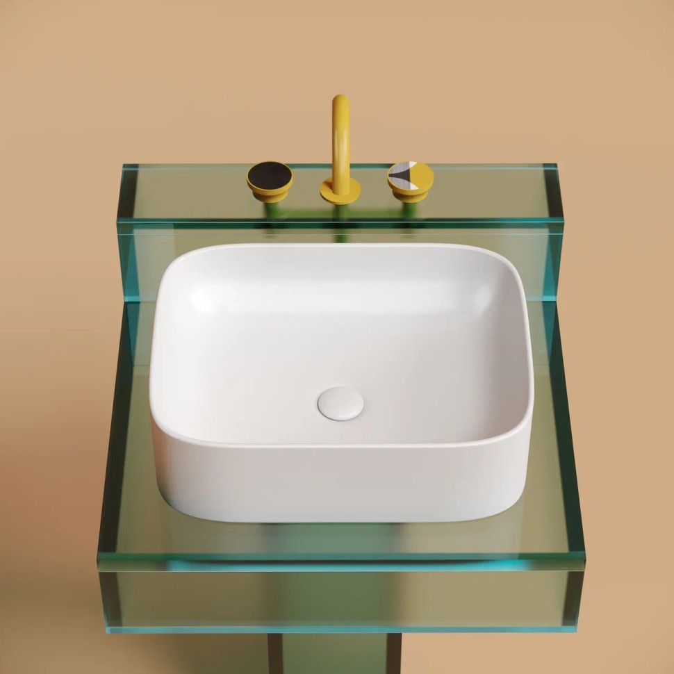 Умывальник чаша накладная прямоугольная (цвет Белый Матовый) Element 505x380x150мм