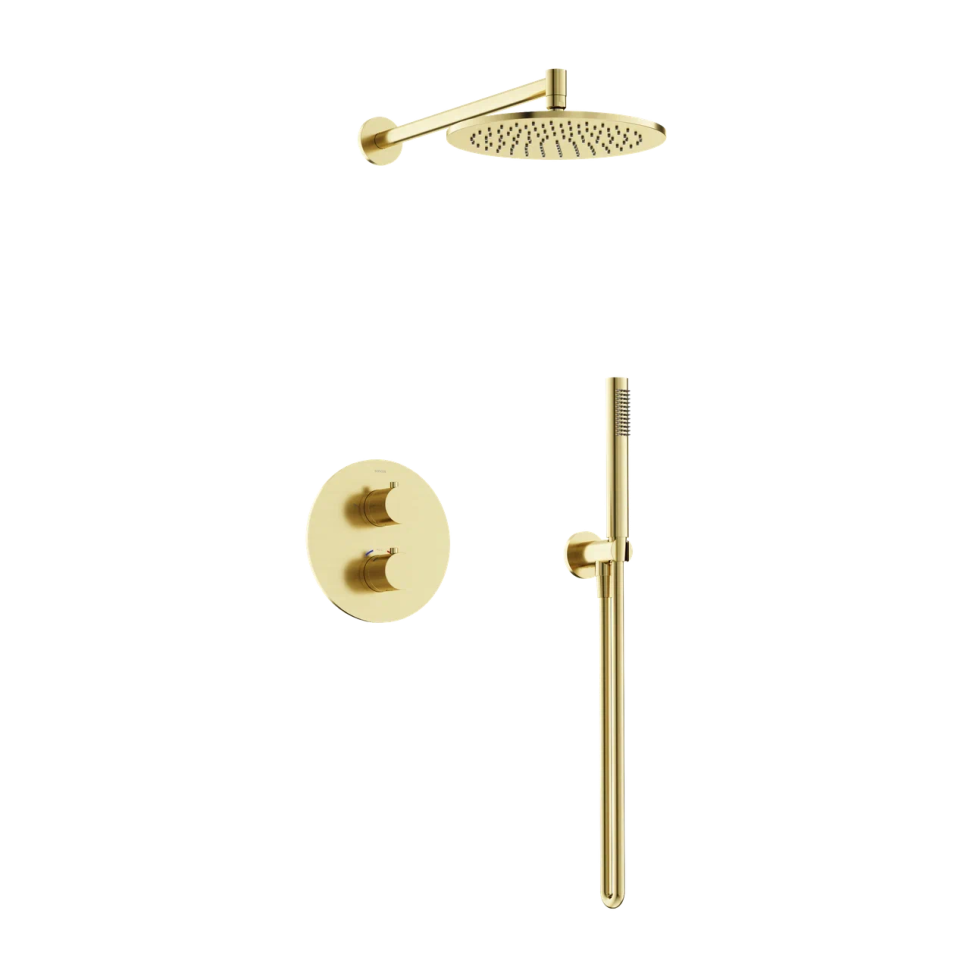 Душевой комплект с термостатом SANCOS Etna, с внутренней частью, брашированное золото, PVD покрытие, арт. SC9010BG