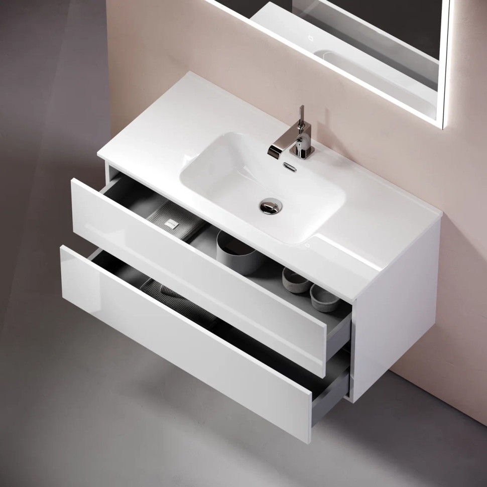 Тумба подвесная SANCOS Urban 990х450х550, c двумя ящиками оснащенными доводчиками, белый глянец , арт. UR100W