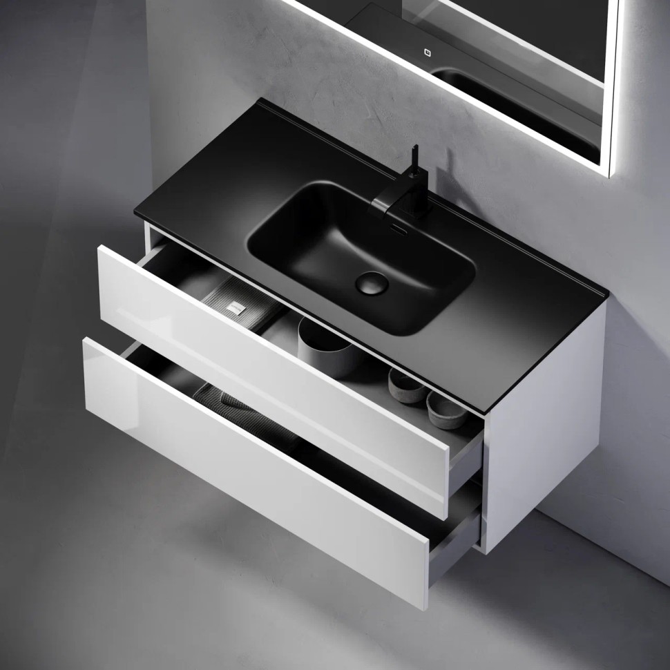 Тумба подвесная SANCOS Urban 990х450х550, c двумя ящиками оснащенными доводчиками, белый глянец , арт. UR100W