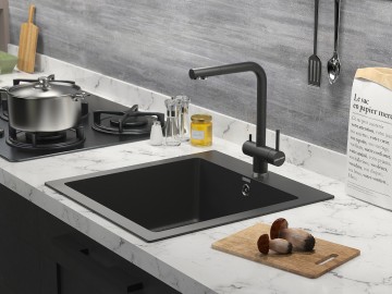 Смеситель для кухни SKALEN, черный, Sk213020-BLM, Paulmark