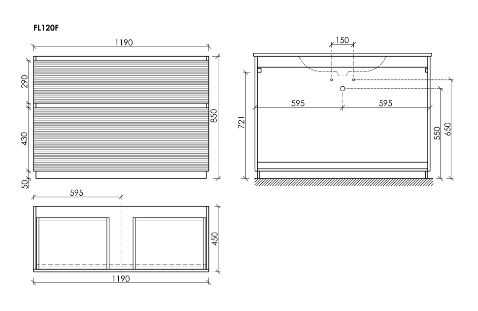 Тумба напольная SANCOS Folk Floor 1190х445х850, c двумя ящиками оснащенными доводчиками, Ergraut soft, арт.FL120FES