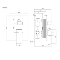 AQM8808BG Savona Встраиваемый смеситель на 2 потр. в комплекте с внутр. частью, хзолото шлифованное