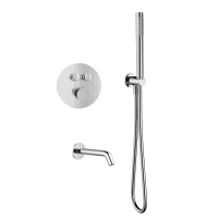 AQM8407CR Набор для комплектации ванны с изливом и термостатом с регулировкой напора, хром