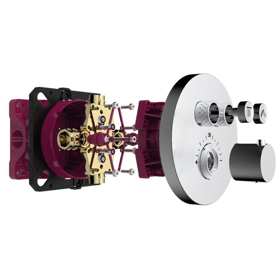 AQM8407CR Набор для комплектации ванны с изливом и термостатом с регулировкой напора, хром