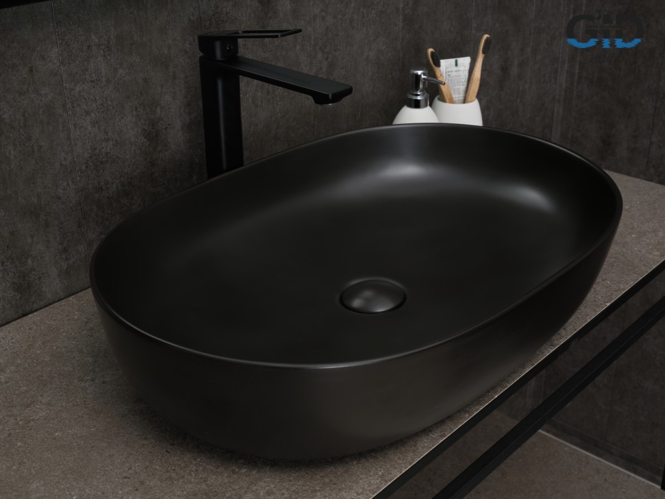 Раковина Gid Bm1348 53355 накладная черная матовая 61x41x13.5