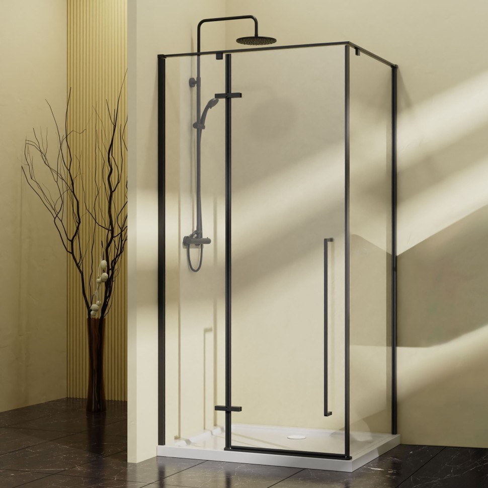 Душевой уголок Slim-N VSR-5SN9010CLB, 1000*900, черный, стекло прозрачное