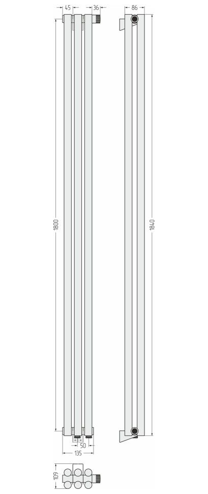 Эстет-11 EU50 1800х135 3 секции