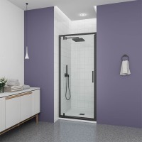 Душевая дверь Veconi Ottimo P30 B, 700x1900, черный матовый, стекло прозрачное