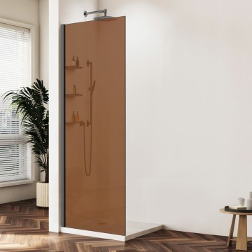 Душевая перегородка Волк-Ин (Walk-In) VSW-1HWS900GSGM, 900*2000, вороненая сталь, стекло янтарь