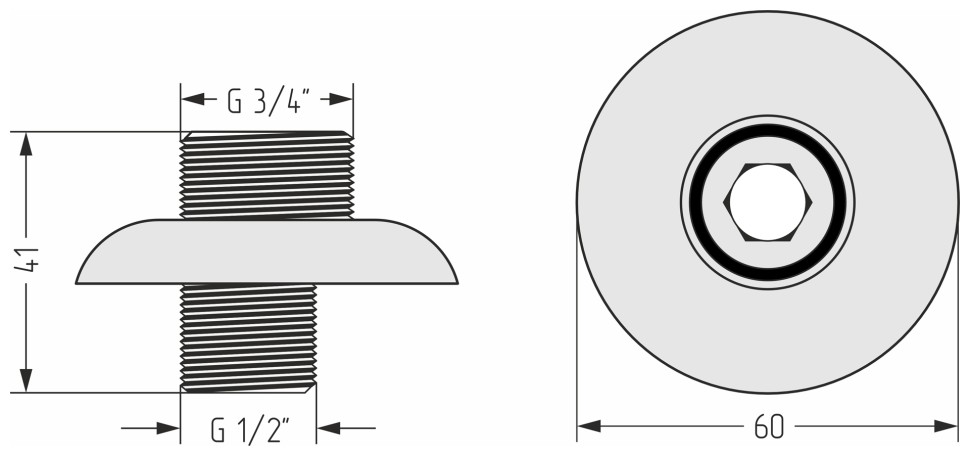 Отражатель d 60 с эксцентриком (G 1/2" НР х G 3/4" НР)