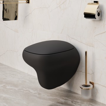 Унитаз Diamond 123T20201R (530*405*375) МАТОВЫЙ ЧЕРНЫЙ подвесной БЕЗОБОДКОВЫЙ, 1место