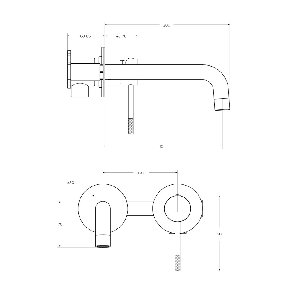 Смеситель для раковины встраиваемый CEZARES RELAX-BLI2-1-NOP-W0
