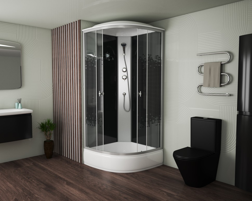 Душевая кабина Niagara Eco E100/26/BLACK (100х100х215) 4 места