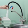 Смеситель Splenka для кухни со съемным гибким изливом, с магнитным фиксатором излива, с подключением фильтра питьевой воды S70.62.05 Сатин