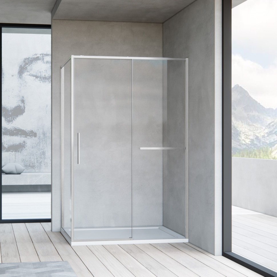 Душевой уголок Слим Софт (Slim Soft) VSR-1SS9012CLBN, 1200*900, брашированный никель, стекло прозрачное