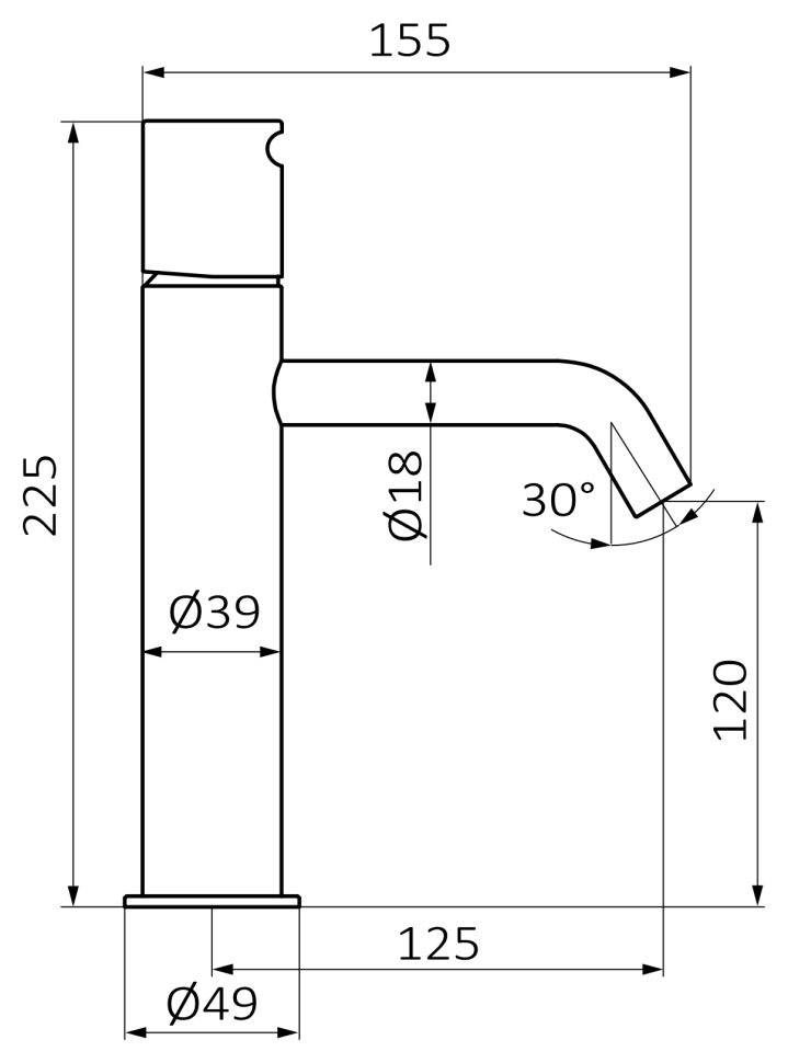 Смеситель для раковины GRB COOL XL 90540902, черный матовый