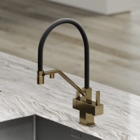 Смеситель для кухни SANCOS Loro c возможностью подключения фильтра для воды, цвет брашированное золото, PVD покрытие, арт. SC4007BG