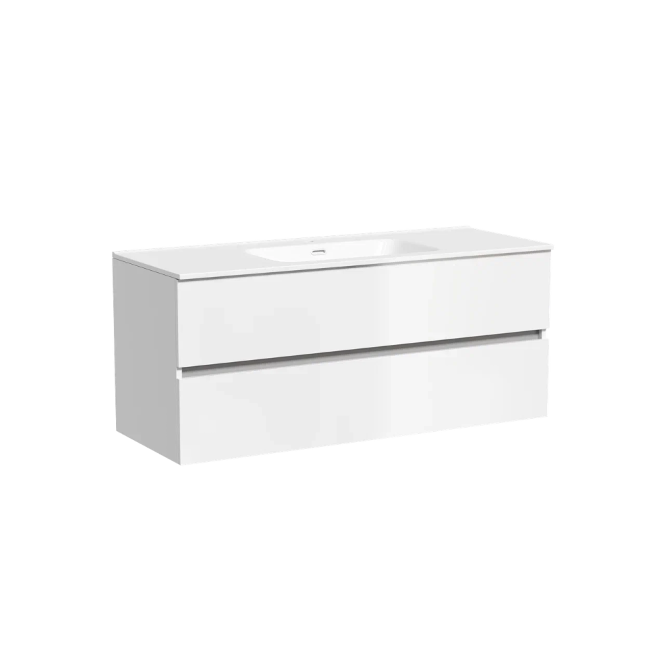 Тумба подвесная SANCOS Urban 1190х450х550, c двумя ящиками оснащенными доводчиками, белый глянец , арт. UR120-1W