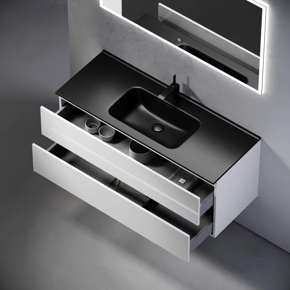 Тумба подвесная SANCOS Urban 1190х450х550, c двумя ящиками оснащенными доводчиками, белый глянец , арт. UR120-1W