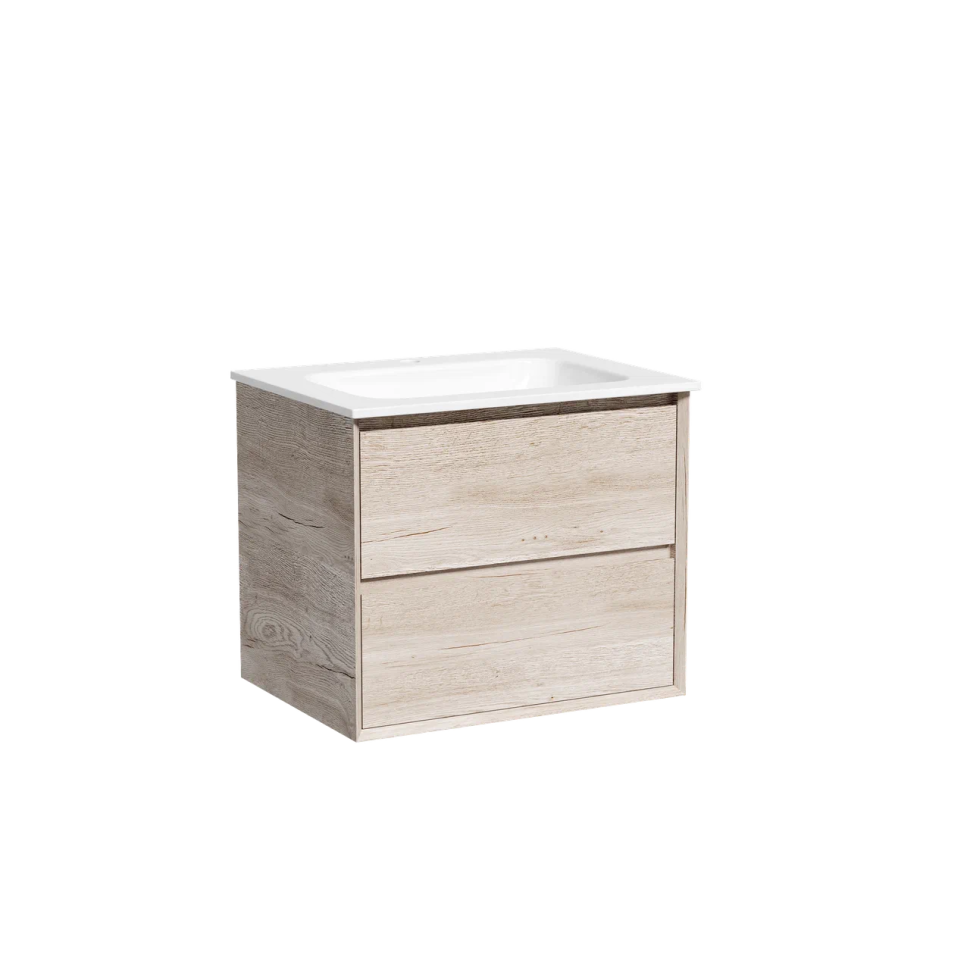 Тумба подвесная SANCOS Marmi 2.0 590х445х520 c двумя ящиками оснащенными доводчиками скрытого монтажа, цвет дуб галифакс натуральный, арт. MR2.060EG
