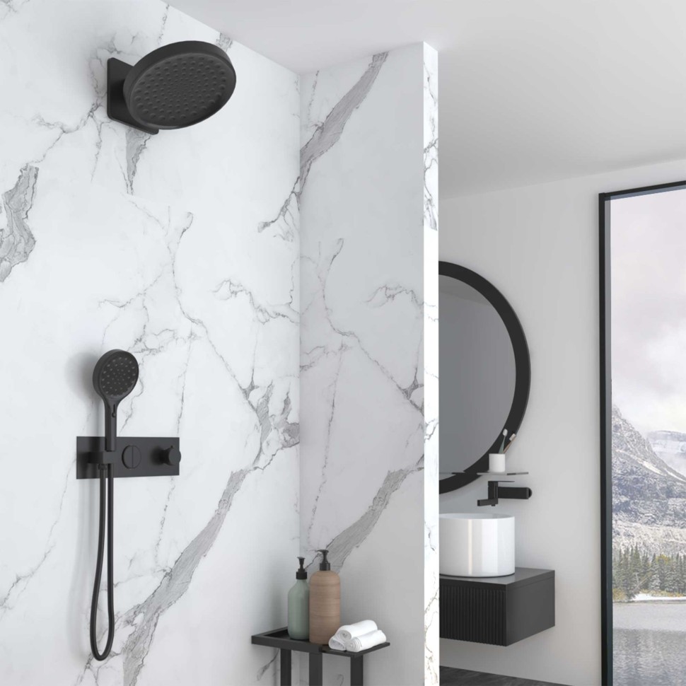 Душевой комплект VSFW-422TI3MB встраиваемый, термостатический, двухрежимный, черный