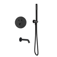 AQM8407MB Набор для комплектации ванны с изливом и термостатом с регулировкой напора, черный матовый
