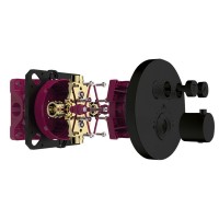 AQM8407MB Набор для комплектации ванны с изливом и термостатом с регулировкой напора, черный матовый