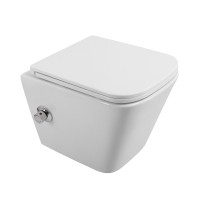 Унитаз подвесной с сиденьем, функцией биде и смесителем BelBagno DUE BB3103CHR-BS/SC