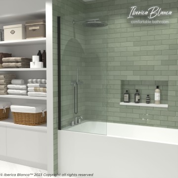 Шторка для ванны IBERICA BLANCA Mod.802 Wide Open поворотная прозрачное стекло/черный 70х150см (IB802.SB.150.70)