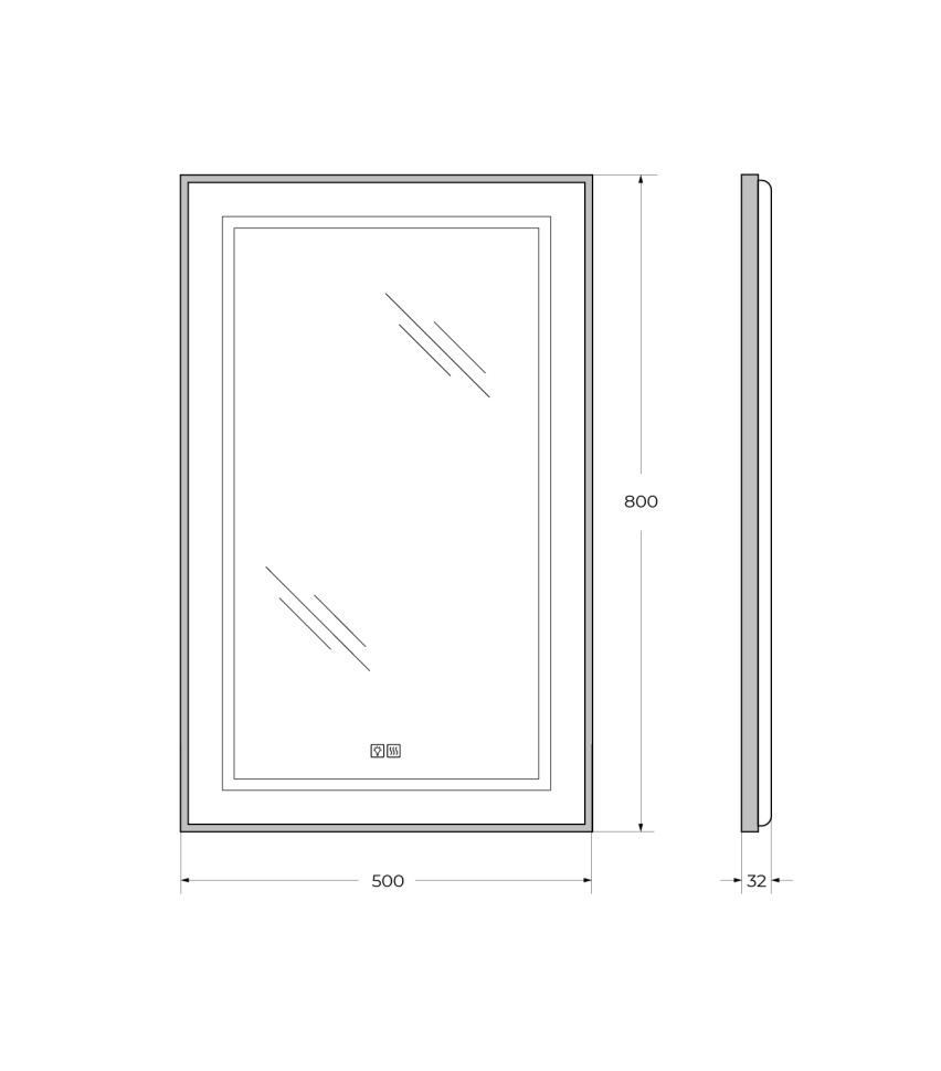 Зеркало BelBagno SPC-KRAFT-500-800-LED-TCH-WARM-NERO