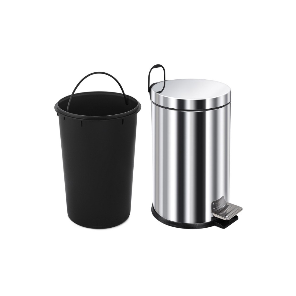 Ведро-контейнер BERGES для мусора с педалью 8 л, микролифт,хром