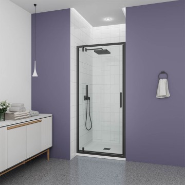 Душевая дверь Veconi Ottimo P30 B, 800x1900, черный матовый, стекло прозрачное