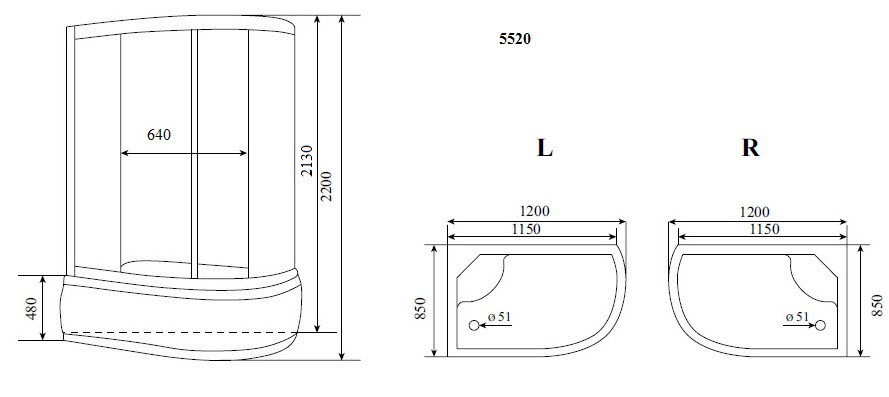 Timo Standart Т-5520 R душевая кабина 120*85*220