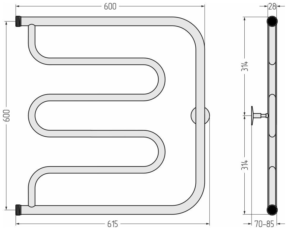 Тандем 600х600 резьба-сгон 1"